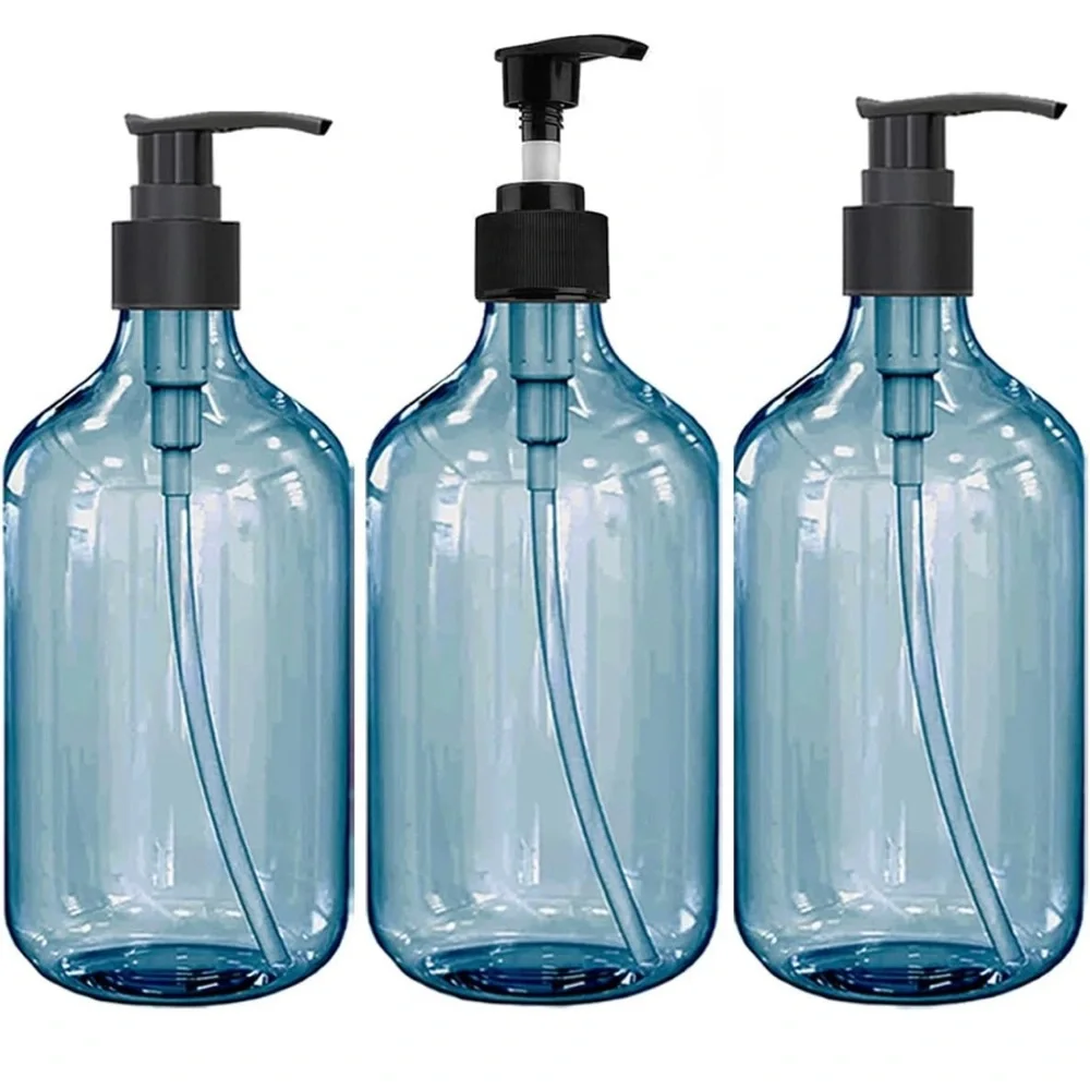 Empty Plastic Bottles with Pump Dispenser and 6 Label Stickers
